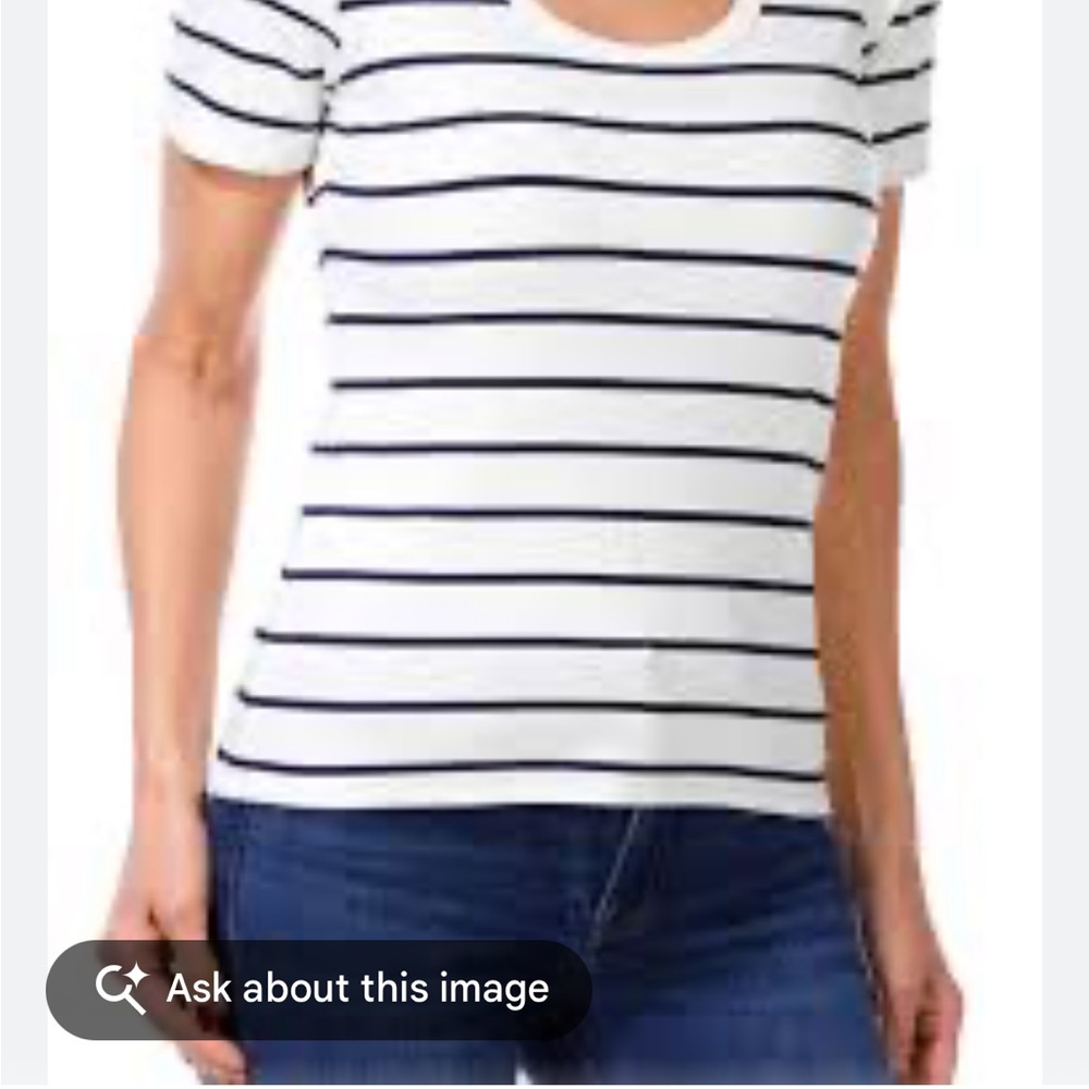 Carve Design Striped Ribbed Neck Short Sleeves T Shirt Women'sn Size S. NWOT